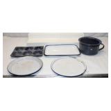 Antique Graniteware Pans & Cup Lot