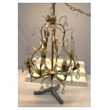 Vintage Metal & Glass Prism Chandelier