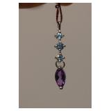 10K White Gold Amethyst Aquamarine Pendant