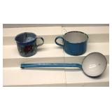 Antique Graniteware Cups & Ladle