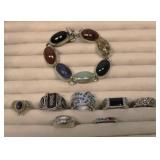 Sterling Silver Rings & Braclet Lot