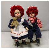 Vintage Porcelain Raggedy Ann & Andy Doll