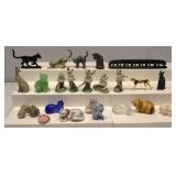 Metal Ceramic & Glass Animal Figurines Lot