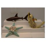 Iron Wood Shark Ceramic Dolphin & Starfish
