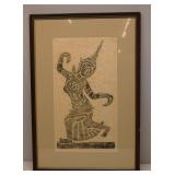Vintage Thai Rubbing 17"x 25" Framed