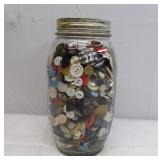 Jar of Vintage Buttons 9" Tall