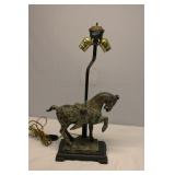 Antique Bronze Horse Lamp 22" Tall