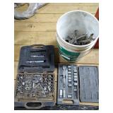 Bucket of Wrenches and Partial Socket Sets