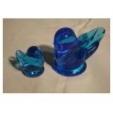 Pair of Small Blue Glass Birds