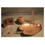 Picture Frame, Pottery, Leaf Tray and Glass Basket