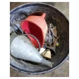 Bucket with Funnels and Misc.