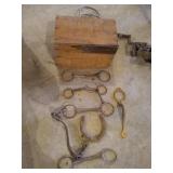 Antique Bits, Wood Box and Light