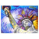 Peter Max, Acrylic painting, 'Liberty' framed