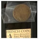 Circa 1792 First Republic French Coin