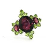 No Reserve.  7 Ct  Silver PeridoTourmaline,  Rings
