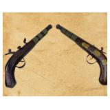 TWO ANTIQUE BERBER FLINTLOCK PISTOL 19th Century
