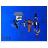 Jean Michel Basquait on vintage paper and framed