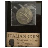 1908 Italian Coin Silver 20 Centesimi