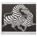 Victor Vasarely Signed Playful Zebras Certificate