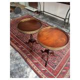 Pair of Round Walnut Tables. selling times two