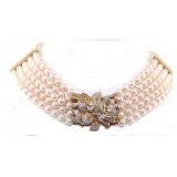 FINE JEWELRY .25 Ct Diamond  Pearl 18K Necklace