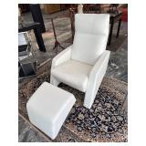 American Leather.  White recliner with ottoman