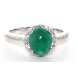 No Reserve. 1.92 Ct  Silver Emerald Ring