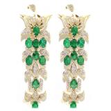 FINE JEWELRY. 8.52 Ct Diamond  Emerald  Earring