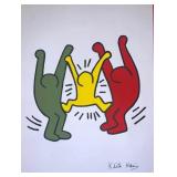 Keith Haring  - painting on old paper