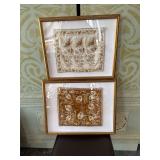 TWO FRAMED WORKS OF SILK ART.  sell times 2