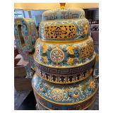 NO RESERVE CLOISINE. Hand Painted on Copper Lamp