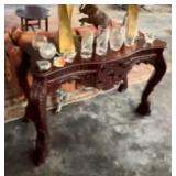 NO RESERVE HEAVY CARVED MAHOGANY TABLE
