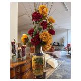 Handpainted Porcelain Vase with Silk Arrangment