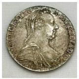 1780 Austria Maria Theresa 1 Thaler Silver Coin