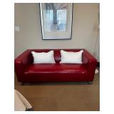 Red leather sofa