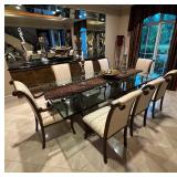 Designer Dining Set. Glass top table and 8 Chairs