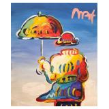 Peter Max "Umbrella Man" painting mixed media