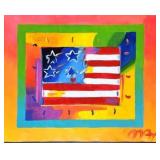 Peter Max "American Flag" mixed media, framed