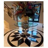 Designer glass top round table
