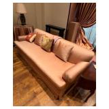 Custom silk sofa.  One sofa of two available.