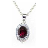 NO RESERVE 4 Ct Silver Natural Garnet, Necklace