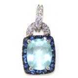 NO RESERVE 10 Ct Lab Sapp & Aqua  Silver Earring