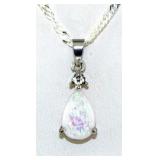NO RESERVE 2 Ct Silver Natural Opal , Necklace