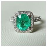 18K Gold Emerald & Diamond Ring