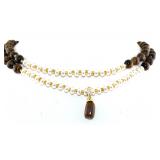 NO RESERVE wo Strands 6MM Tigers eye Necklace