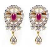 2.10 Ct Diamond & Ruby  18K Earring