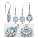 NO RESERVE 2.42 Ct   Silver  Aqua Marine Earring