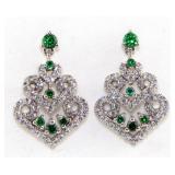 NO RESERVE 4 Ct   Silver Lab Emerald  Earring