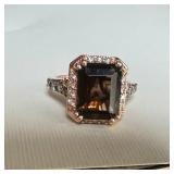 Le Vian Smoky Quartz & Diamond Ring 14K Rose Gold