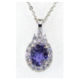 NO RESERVE 3.5 Ct Silver Iolite Sapphire, Necklace